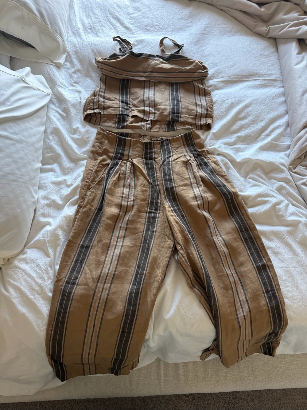 Banana Republic Brown Striped Wide-Leg Pants